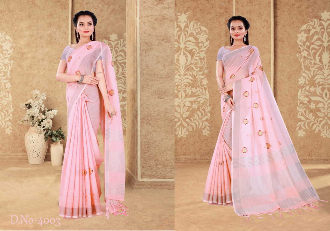 Sangam Sneha Linen Festive Wear Designer Embroidery Latest Saree Collection